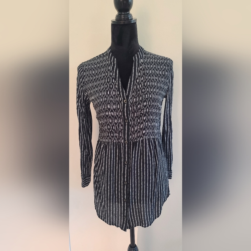 Maeve Black and White Patterned Top